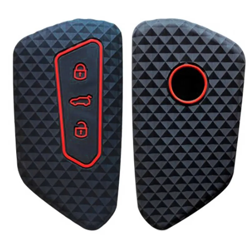 Biztonságos fizetés Skoda kulcs szilikon tok 3 gombos - Fekete