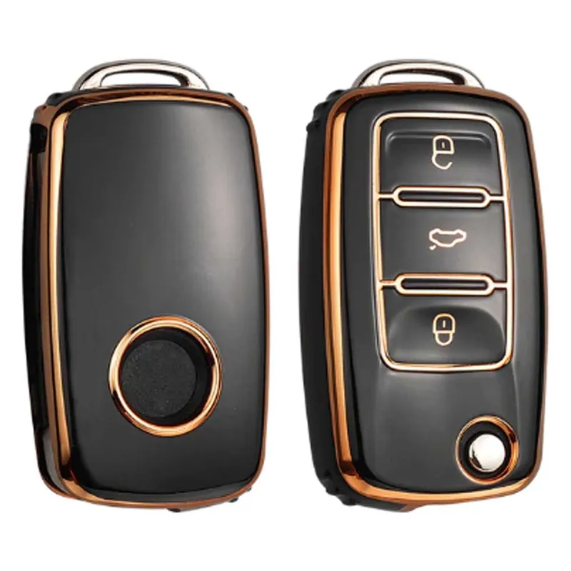 Akciós ár Skoda kulcs TPU tok 3 gombos - Fekete