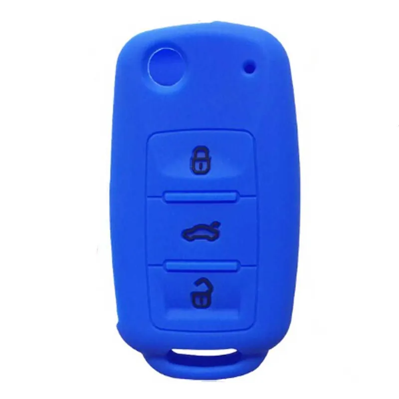 Skoda Octavia A5 kulcs szilikon tok 3 gombos kék-fekete Korlátozott ajánlat