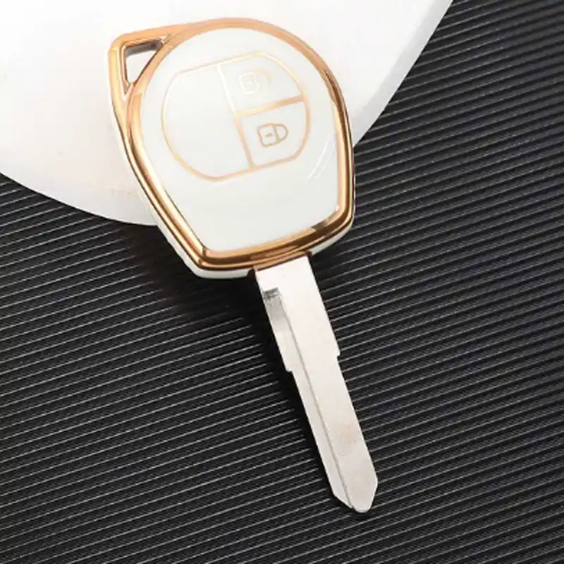 Ingyenes szállítás Suzuki 2 gombos TPU kulcstok - Krémfehér