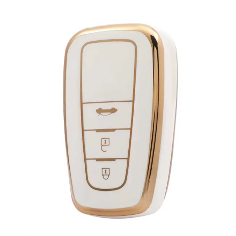 Toyota 3 gombos TPU kulcstok - Krémfehér Gyors kiszállítás