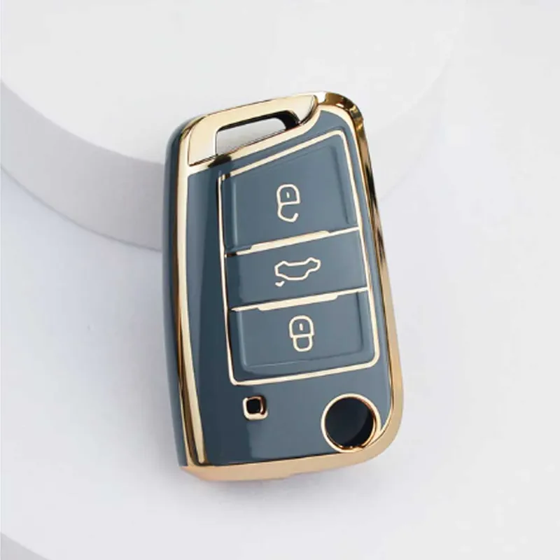 VW 3 gombos TPU kulcstok - Kékesszürke Végkiárusítás