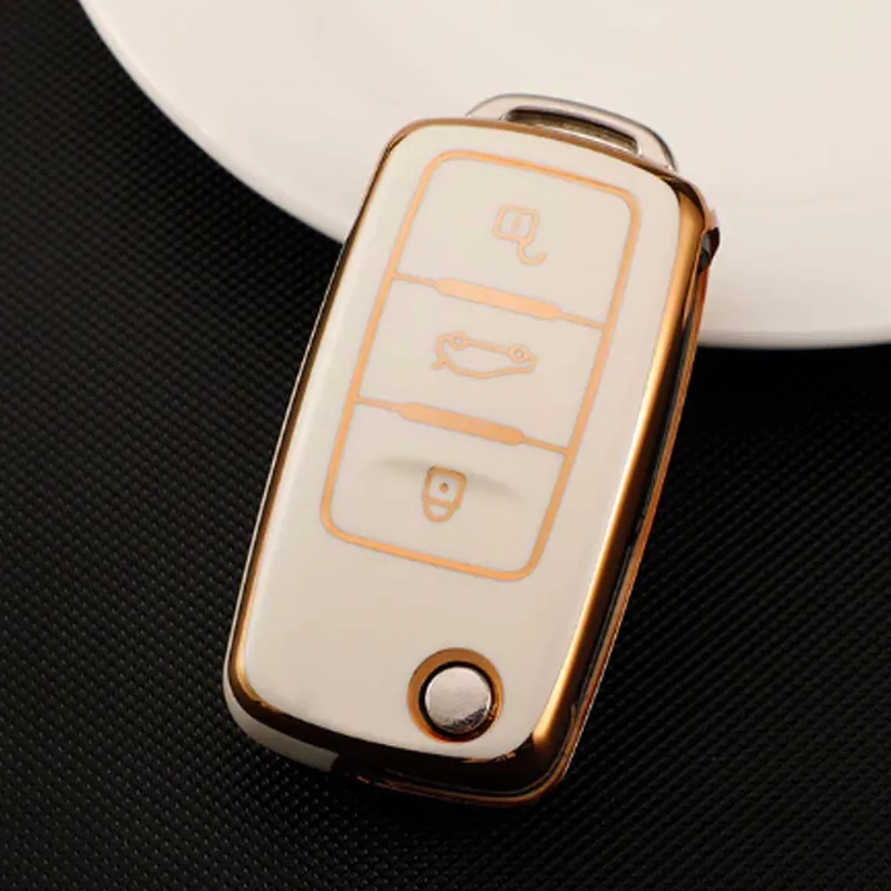 VW 3 gombos TPU kulcstok - Krémfehér Olcsó