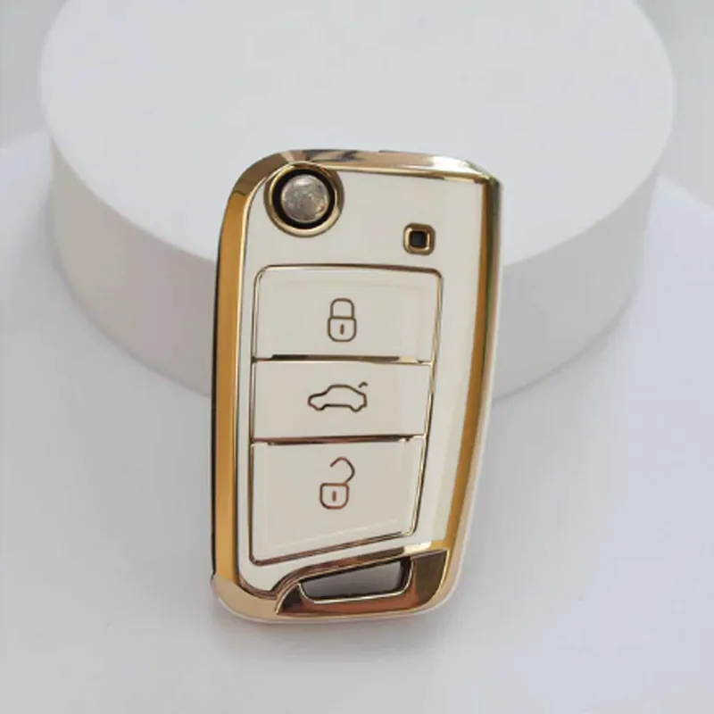 Legjobb ár VW 3 gombos TPU kulcstok - Krémfehér