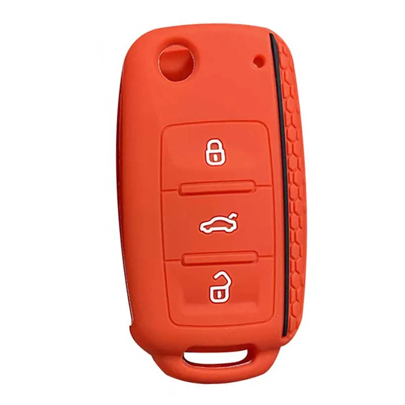 Olcsó VW kulcs szilikon tok 3 gombos piros