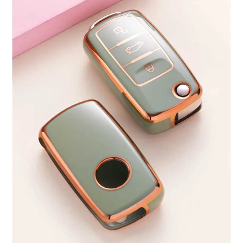 Legkelendőbb VW kulcs TPU tok 3 gombos - Zöld