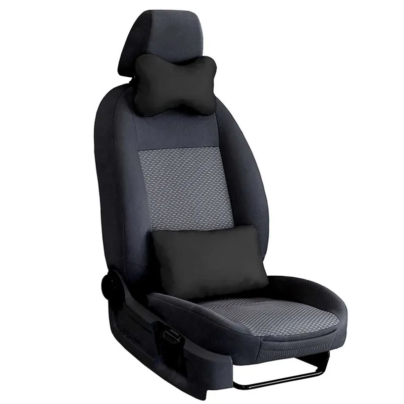 Autós nyakpárna és derékpárna - Fekete bőr Korlátozott ajánlat